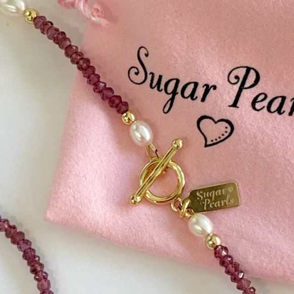 Freshwater Pearl, Garnet & 14K Gold Necklace - Picture 5 of 8